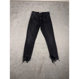 agolde sophie high Rise skinny crop black distressed 28